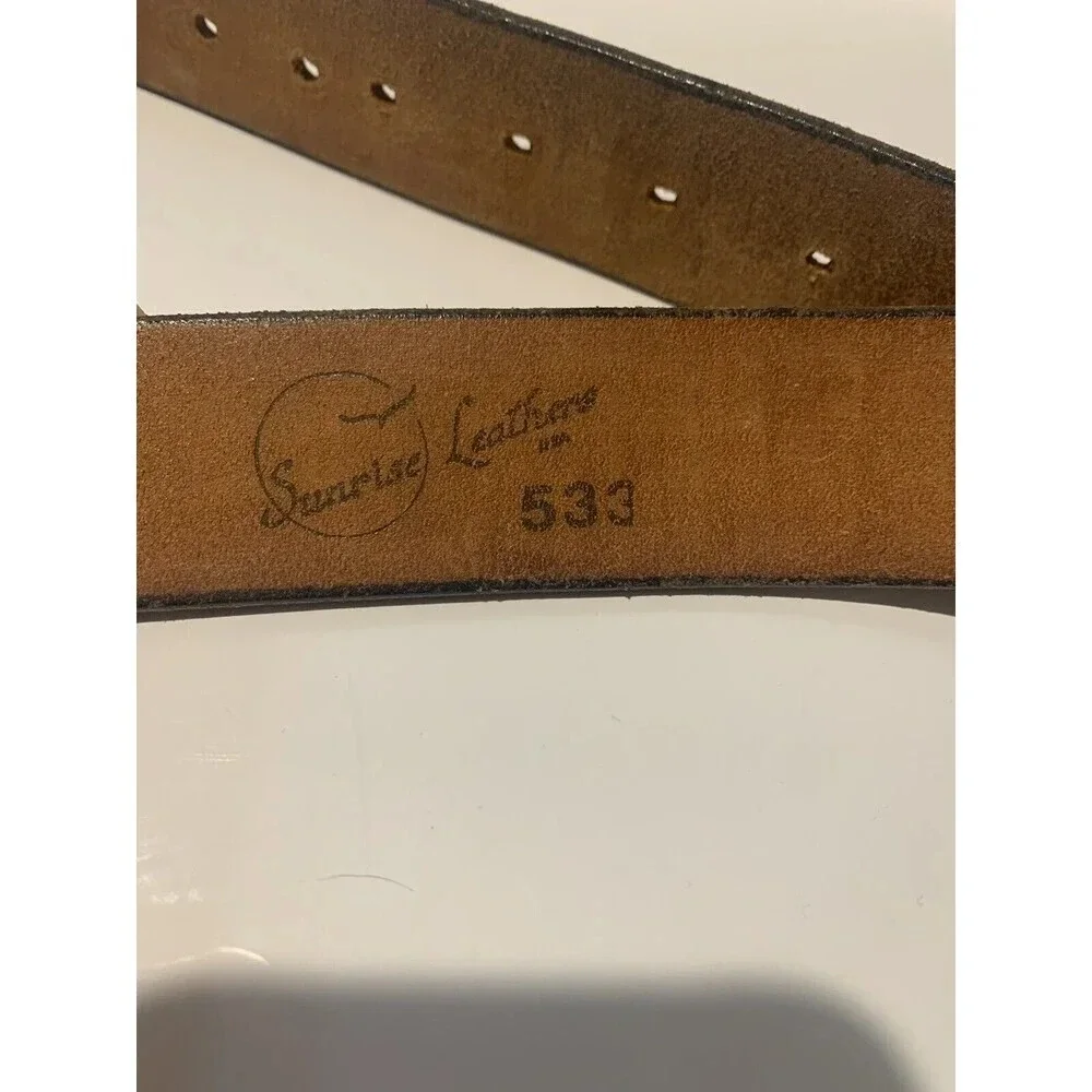Sunrise Brand Tooled Leather Western Southwestern‎ Belt USA Made Size 42 (BB60)
